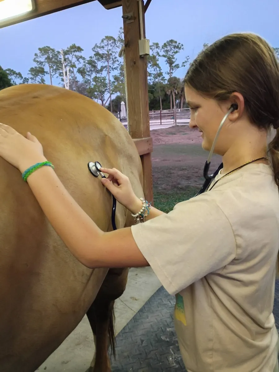 A girl listening with a stethoscope
